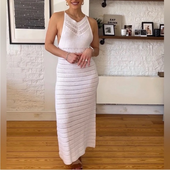 ZARA WHITE KNIT DRESS WITH OPEN BACK - Picture 1 of 7